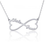 925 Sterling Silver Personalized Customized Infinity Heart Pendant Necklace Adjustable 16”-20” - 925 Sterling Silver OEM And Customization