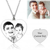 925 Sterling Silver  Personalized Heart Engraved Photo Necklace Adjustable 16”-20” - 925 Sterling Silver OEM And Customization