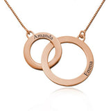 925 Sterling Silver Personalized Engraved Circles Necklace Adjustable 16”-20” - 925 Sterling Silver OEM And Customization