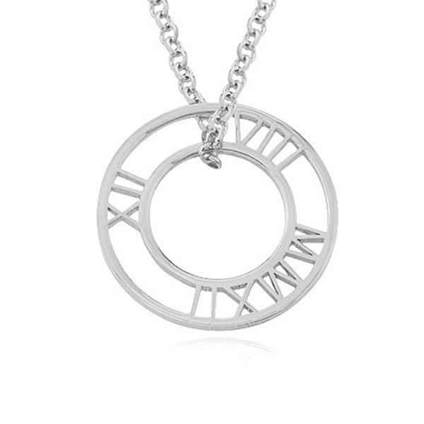 925 Sterling Silver Personalized Circle Roman Numeral Necklace Adjustable 16”-20” - 925 Sterling Silver OEM And Customization