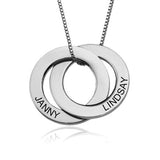 925 Sterling Silver Personalized Russian Ring Necklace with 2 Rings Adjustable 16”-20” - 925 Sterling Silver OEM And Customization