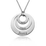 925 Sterling Silver Personalized Three Discs Necklace Adjustable 16"-20" - 925 Sterling Silver OEM And Customization