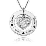 925 Sterling Silver Personalized Family Tree Necklace With Heart For Mothers Adjustable 16"-20" - 925 Sterling Silver OEM And Customization