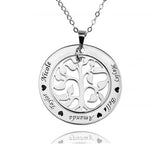 925 Sterling Silver Personalized Family Tree Necklace With Any Name Engraved Adjustable 16"-20" - 925 Sterling Silver OEM And Customization