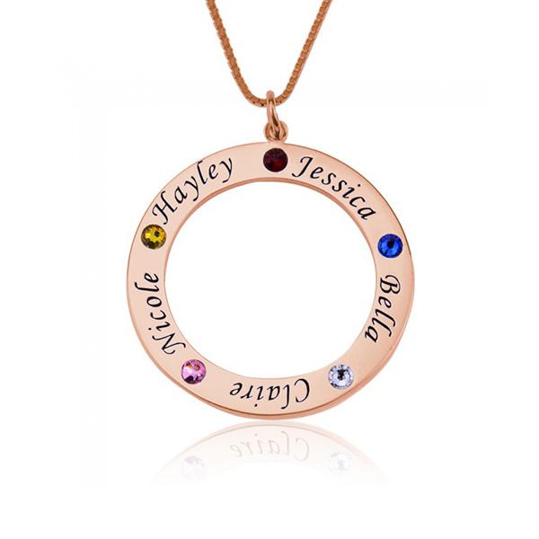 925 Sterling Silver Personalized Engraved Birthstone Necklace For Her Adjustable 16"-20" - 925 Sterling Silver OEM And Customization
