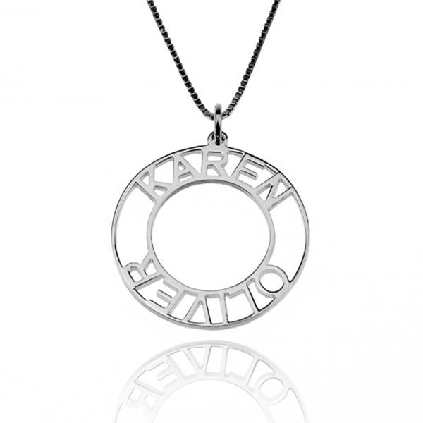 925 Sterling Silver/Copper Personalized Circle Name Necklace Adjustable 16”-20” - 925 Sterling Silver OEM And Customization