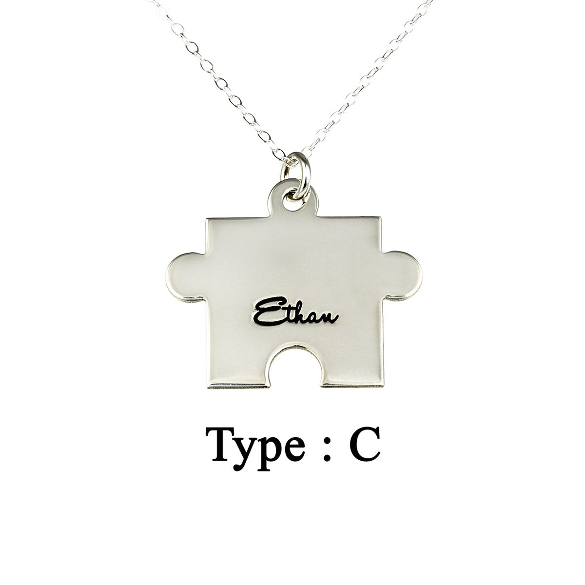 925 Sterling Silver Personalized Puzzle Engraved Necklace Adjustable 16”-20” - 925 Sterling Silver OEM And Customization