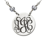925 Sterling Silver Personalized Round Engraved Necklace Adjustable 16”-20” - 925 Sterling Silver OEM And Customization