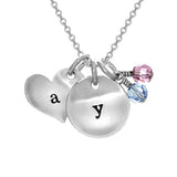 925 Sterling Silver Personalized Double Charm Creative Engraved Necklace Adjustable 16”-20” - 925 Sterling Silver OEM And Customization