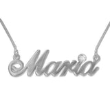 925 Sterling Silver Personalized Swarovski Crystal Name Necklace Adjustable 16”-20” - 925 Sterling Silver OEM And Customization