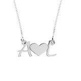 925 Sterling Silver Personalized Initial Heart Necklace Adjustable 16”-20” - 925 Sterling Silver OEM And Customization