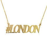 925 Sterling Silver Personalized Hashtag LONDON Necklace Adjustable 16”-20” - 925 Sterling Silver OEM And Customization