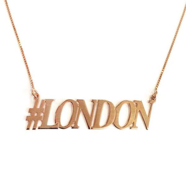 925 Sterling Silver Personalized Hashtag LONDON Necklace Adjustable 16”-20” - 925 Sterling Silver OEM And Customization
