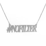 925 Sterling Silver Personalized Hashtag NOFILTER Necklace Adjustable 16”-20” - 925 Sterling Silver OEM And Customization