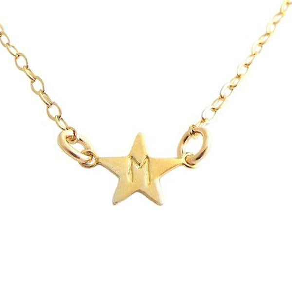 925 Sterling Silver Personalized Mini Star Initial Necklace Adjustable 16”-20” - 925 Sterling Silver OEM And Customization