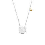 925 Sterling Silver Personalized Initial Necklace with Mini Star Adjustable 16”-20” - 925 Sterling Silver OEM And Customization