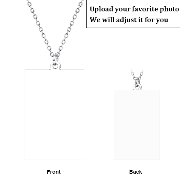 Personalized Pets Photo Engraved Necklace Adjustable 16”-20” in 925 Sterling Silver