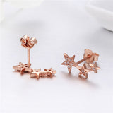 925 Sterling Silver Rose Gold Plating  Star Stud Earrings For Girls