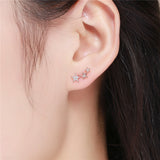 925 Sterling Silver Rose Gold Plating  Star Stud Earrings For Girls