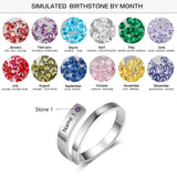 Personalized 3 Colors Engraved Name Rings for Women Customized Birthstone Adjustable Wrap Ring Gift Jewelry