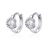 925 Sterling Silver Earrings with Stars Bling Cubic Zircons Popular Style Huggie Hoops
