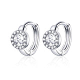 925 Sterling Silver Earrings with Stars Bling Cubic Zircons Popular Style Huggie Hoops
