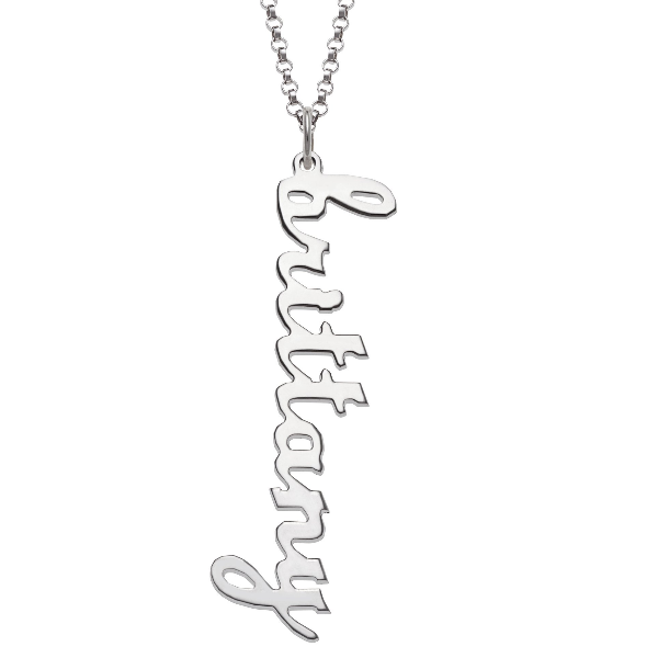 925 Sterling Silver/Copper Personalized Vertical Lowercase Script Name Necklace Adjustable Chain 18"