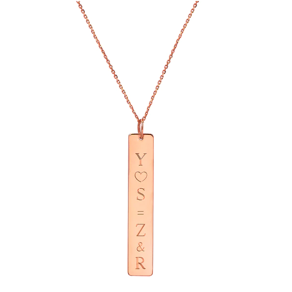 14K Gold Personalized Vertical Nameplate Necklace Adjustable 16”+2” - 925 Sterling Silver OEM And Customization