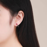 925 Sterling Silver Rose Gold Plated Zircon Heart Stud Earrings