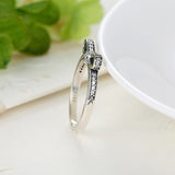 925 Sterling Silver Ribbon Bow Cubic Zirconia Fashion Rings for women