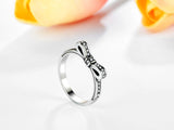 925 Sterling Silver Ribbon Bow Cubic Zirconia Fashion Rings for women