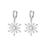 925 Sterling Silver Dangle Drop Earrings For Women Sparkling Crystal Cubic Zirconia Firework Pendant Hoop Earrings