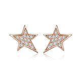 Silver Rose Gold Star  Stud Earrings 