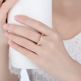 925 Sterling Silver Rose Gold Plated Bands Rings with Cubic Zircon Women Jewelry