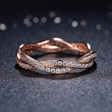 925 Sterling Silver Rose Gold Plated Bands Rings with Cubic Zircon Women Jewelry