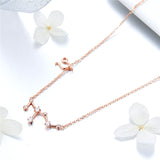 925 Sterling Silver Rose Gold Plated LEO Necklace With Modern Design