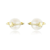 925 Sterling silver Starry Cultured Freshwater Pearl  Yellow Gold Pated Stud Earrings