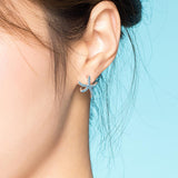 925 Sterling Silver Blue CZ Starfish Stud Earrings for Women