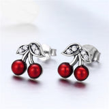 925 Sterling Silver Cherry  Stud Earrings