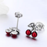 925 Sterling Silver Cherry  Stud Earrings