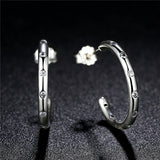 925 Sterling Silver CZ Circle Earrings Hoop Earrings