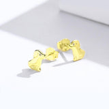 925 Sterling Silver Yellow Gold Plated Zircon Cute Puppy  Stud Earrings For Girls