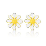 925 Sterling Silver Yellow Sunflower  Stud Clip-on Earrings Daisy Stud Earrings for Woman