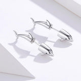 925 Sterling Silver  Fish Stud Earrings  Dolphin Clip-on Earrings Animal Earrings for Woman Girls Lovers