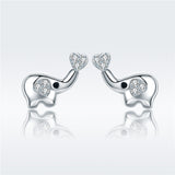 S925 Sterling Silver  Elephant zircon Stud Earrings