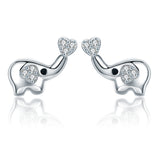Silver Plated Platinum Elephant zircon Stud Earrings