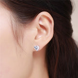 S925 Sterling Silver Fashion Heart Shape Zircon Stud Earrings  For Women
