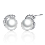 Silver  Fashion Pearl Stud Earrings 
