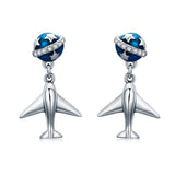  Silver Airplane  Star Tours Stud Earrings