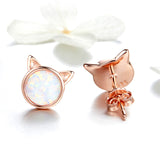 925 Sterling Silver Rose Gold Plated Kitty Opal Earrings